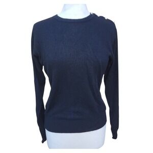 TSE 100% Cashmere VTG Black Pearl Button Audrey Hepburn Style Sweater - S